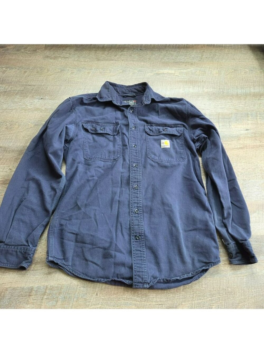 Carhartt FR Flame Resistant Men's Shirt button up Size Small Loose Fit Navy